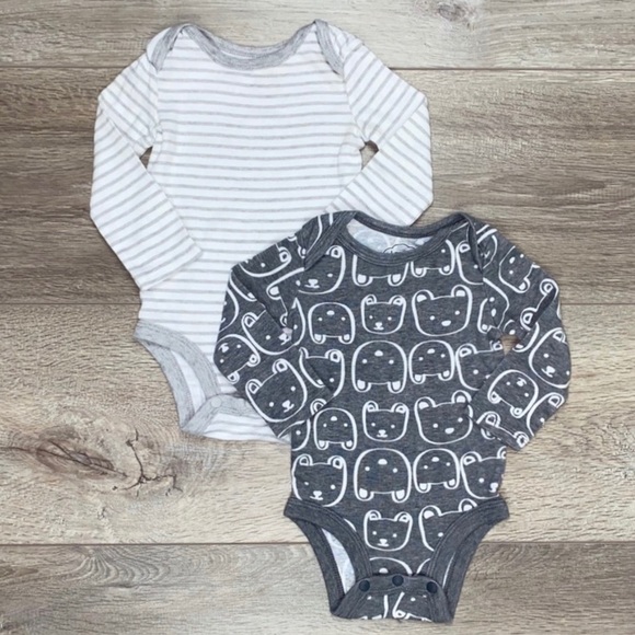 Lamaze Organic Long Sleeve Onesie Bundle 6 Months Gray Bears - Picture 14 of 14